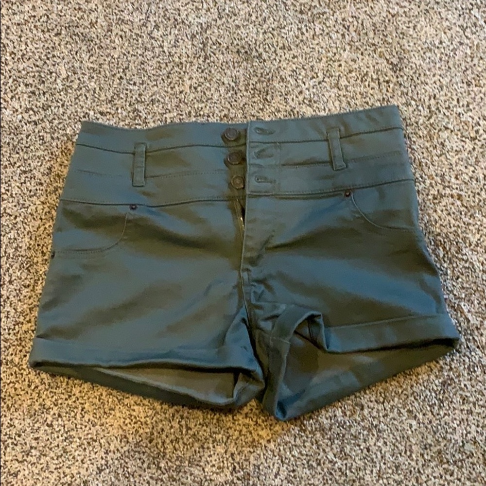 High rise moto shorts